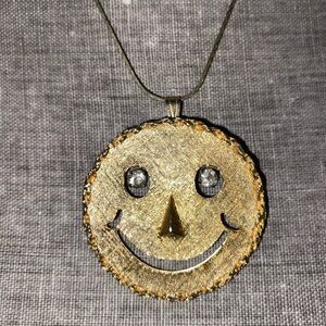 Scary Gold Smiley Face Pendant Necklace/broach